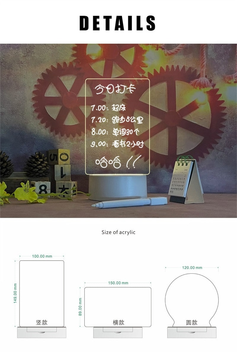 LED Note Board Acrylic Light - epsaxa stores